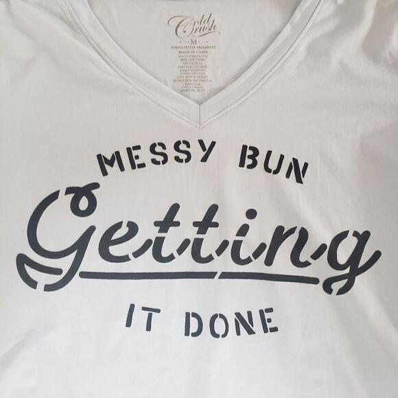 Gold Rush Messy Bun Getting It Done Short Sleeve Casual T-Shirt Womens Medium - Picture 2 of 6